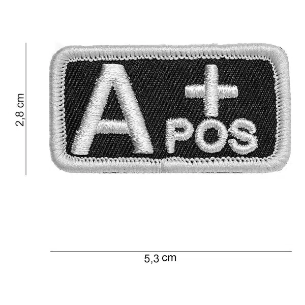 Patch geborduurd Bloedgroep A positief zwart