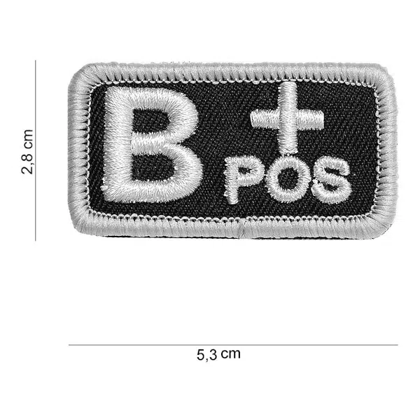 Patch geborduurd Bloedgroep B positief zwart