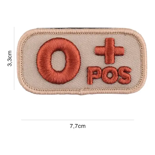 Patch geborduurd bloedgroep O positief beige