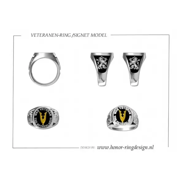 Veteranen ring zegelring detail