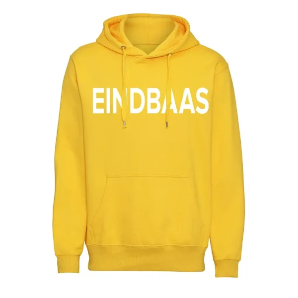 Hoodie eindbaas geel sweater met capuchon