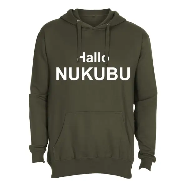 Hoodie hallo nukubu legergroen sweater met capuchon
