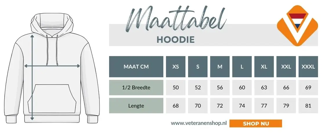Maattabel Hoodie Veteranenshop