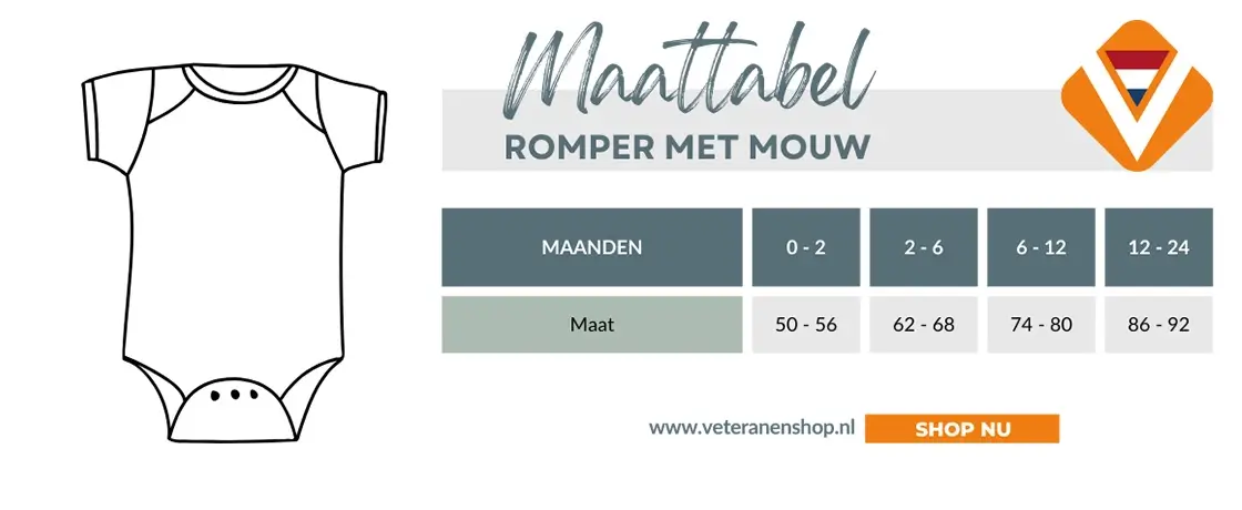 Maattabel Romper mouw Veteranenshop