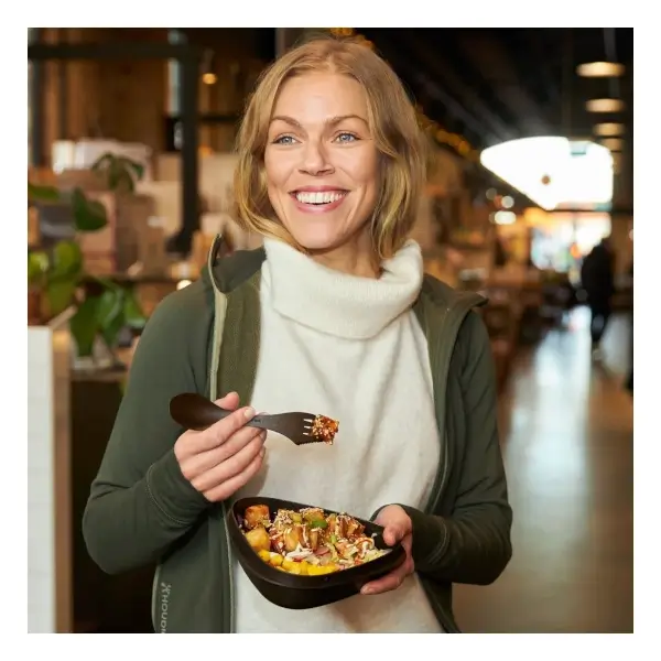 Reisebesteck Spork biobasiertes atmosphärisches Foto