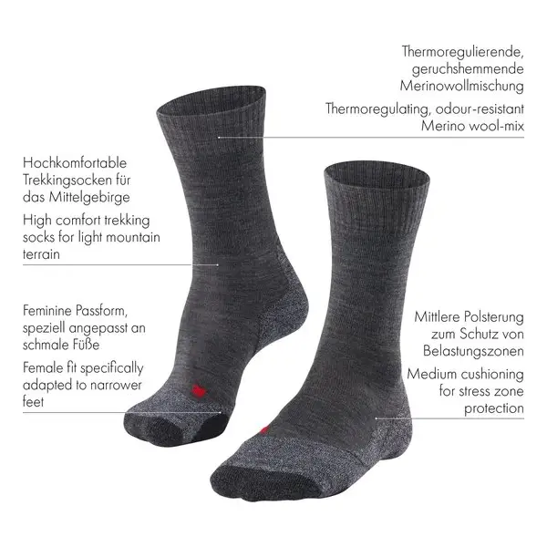 Heren wandelsokken Falke tk2 wooldetail