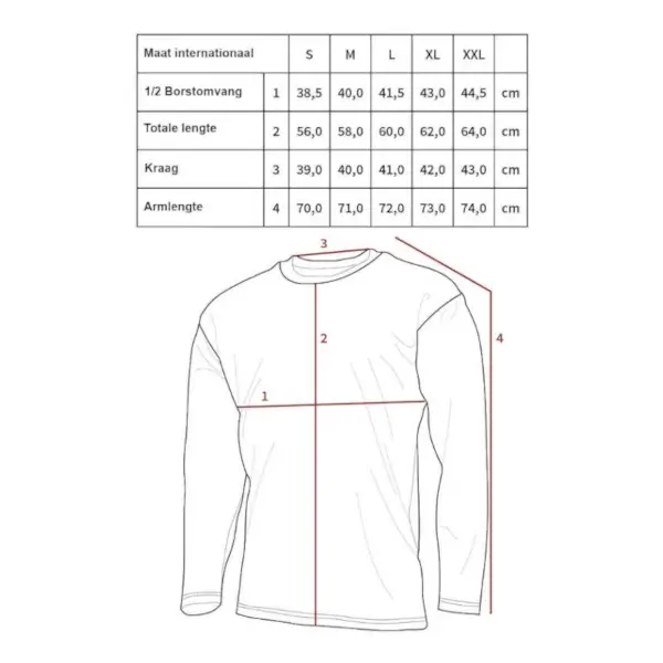 Maattabel thermo longsleeve